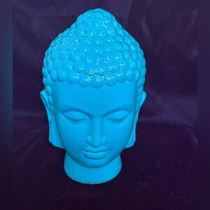 BUDDAH HEAD STATUE - Beautiful Turquoise color, ceramic, 9” high and 8” wide.
